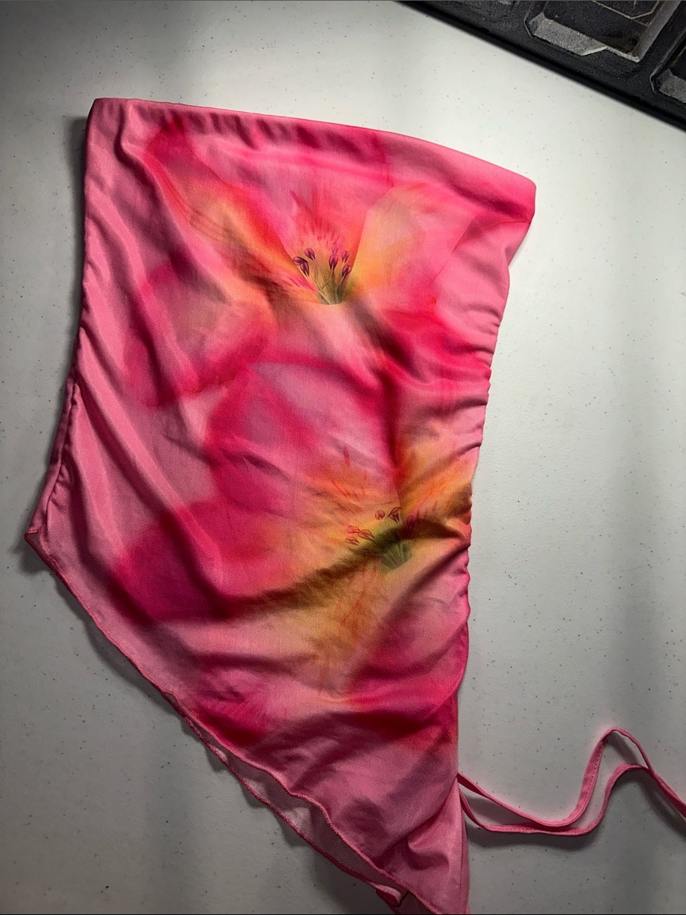Madden Girl Pink Floral Satin Bandana Top